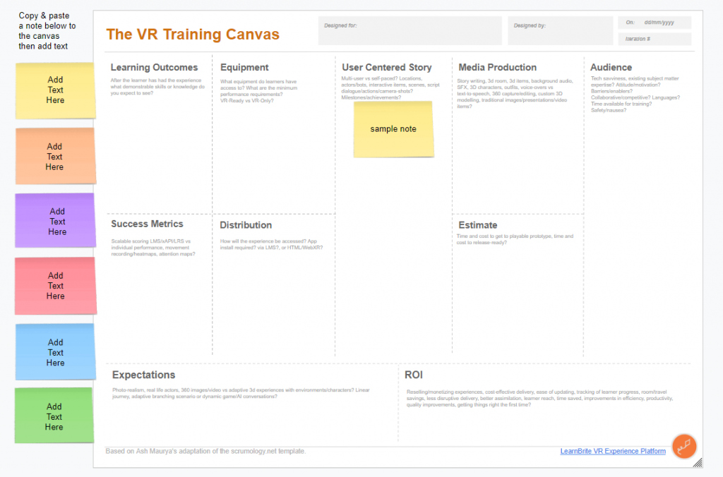 VR Training Canvas Free Template LearnBrite Academy